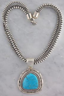 Navajo Silver Paul Livingston Turquoise Necklace