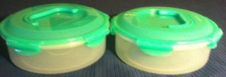 New Lock Lock 2 Piece Lids Round Storage Containers Green Handled Tops