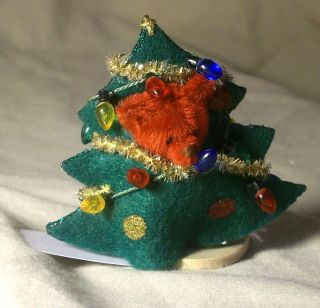 Miniature 2 inch Teddy Bear in Christmas Tree Costume by Rita Loeb