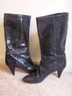 Loeffler Randall Black Snake Skin Embossed Leather Boots Size 8 5