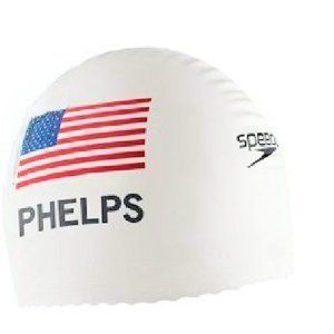 Speedo Michael Phelps Ryan Lochte Latex Swim Caps White Olympics