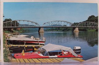 Pennsylvania PA Lock Haven Susquehanna River Boat Dock Postcard Old