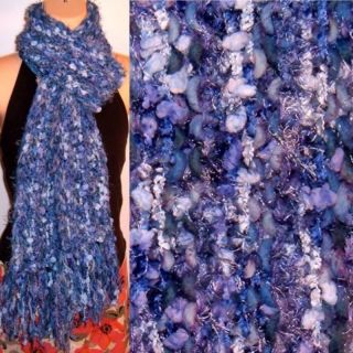 Scarf Hand Knit Gypsy Tranquility Bohemian Boutique New Purple Blue