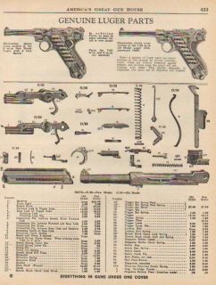 1961 Luger Ad Pistol Parts List
