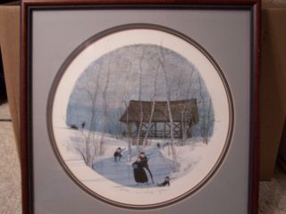 Buckley Moss Print Winter in Long Grove 735 1000 Framed Excellent