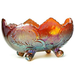 Jeanette Lombardi Amber Carnival Glass Footed Fruit Console