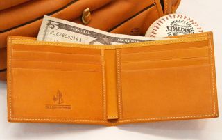 Peterman Baseball Glove Leather Wallet Slim Bifold 6 Credit Card