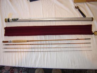 Vintage FE Thomas Browntone Split Bamboo Fly Fishing Rod 8 5
