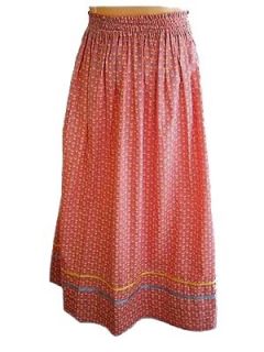 Vintage Country Calico Rooster Long Maxi Prairie Skirt