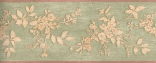 Soft Leaf Pattern Wallpaper Border Great for Living Room or Den