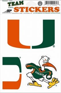 University Miami Hurricanes 3 Large Decal Stickers iVIS