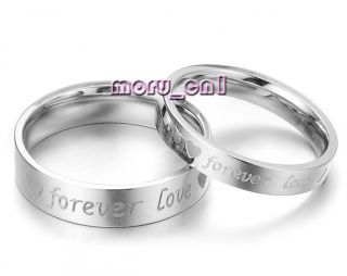 Forever Love Heart Engraved Titanium Couple Lovers Rings Set
