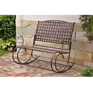 Garden Patio Porch Yard Outdoor Metal Double Rocking Chair Loveseat 2