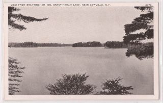 Lowville New York Postcard Lake View from Brantingham Inn White Border