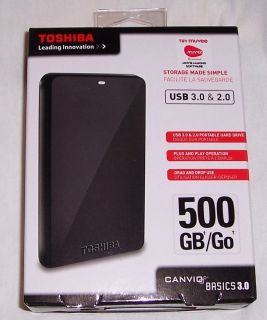 Toshiba Canvio 500GB USB 3 0 and 2 0 Portable Hard Drive HDTB105XK3AA