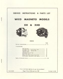 Service Instructions Wico Magneto Models XH XHD Parts List