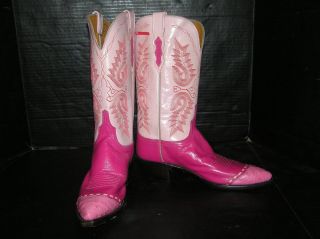 NWD LUCCHESE 1883 Cowboy Boots Ostrich Ital Goat Womens 9B 2 Made USA