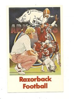 Razorback Football Postcard Lou Holtz U Arkansas