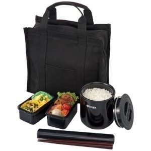 Japanese Lunch Box Set Tiger Lunch Thermos Black LWY T036K Brand New