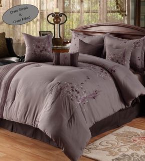 Oversized Luxury Two Tone Floral Stripes abq Comforter Bedding Sets 5