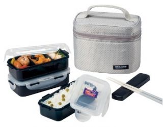 NEW Bento Lunch Box Set w 3 containers Chopstics Insulated Bag 754DG