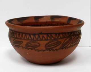  Clay Hand Painted Pot Bowl Mexico El Maya Mexican Folk Art Souvenir