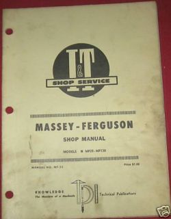 Massey Ferguson Tractors MF25 MF130 I T Shop Manual