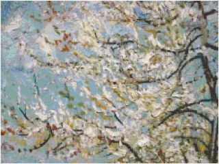 Van Gogh Pink Peach Tree Counted Cross Stitch Pattern