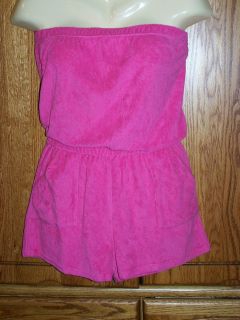 Terry Swimsuit cover up romper shorts top NEW Jenna Lynn Pink Medium M