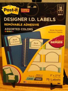 Post It Designer ID LABELS Class Subject Notebook Folder REMOVEABLE