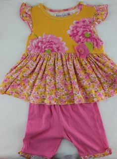 pc BABY LULU LUCINDA Pink Yellow Floral Ruffled Swing Top Shorts