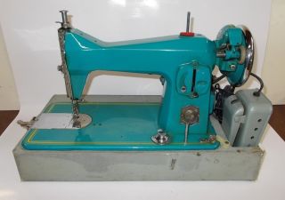 1950s Turquoise Precision Built Made Japan Sewing Machine Singer Clone
