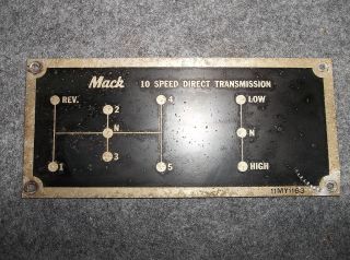 1962 Mack Truck B67 10 Speed Direct Transmission Shifting Pattern