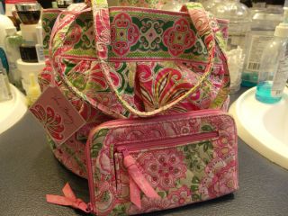 Vera Bradley Morgan Pinwheel Pink Handbag with Pink Wallet
