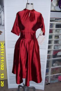 Vtg 1950s Red Party Holiday Mad Men Style Dress