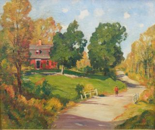 Guy Wiggins C 1940 Old Saybrook Lyme Ct Impressionist Landscape