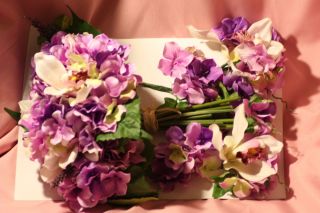 Pc Purple Hydrangia Orchid Wedding Bridal Flower Bouquet 2 Corsages
