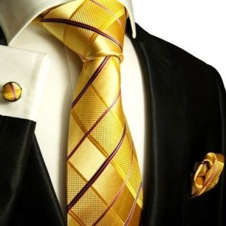 538CH New Gold Paul Malone Mens Necktie Set 100 Silk