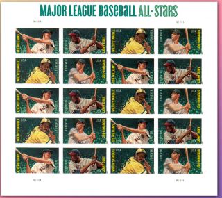 Major League Baseball All Stars Forever Stamps Imperf Pane of 20