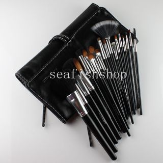 Set Pro M AC Eyeshadow Powder Makeup Tools Brushes w Leather Case Hot