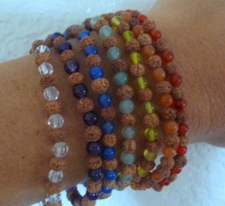 Mala Prayer Bead Bracelet Rudraksha Chakra Balancing Healing Gemstones