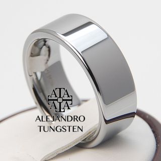 Tungsten Carbide Ring 8mm Men Pipe Cut Style Band Polished Shiny TG002