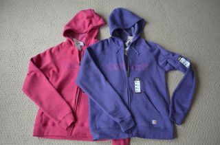 New Womens Carhartt WK012 Hoodie Hooded Sweatshirt Pink Purple M XL