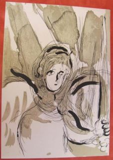 1956 Marc Chagall Original Lithograph Angel with Sword Mourlot 119