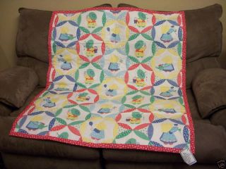 Sue Bonnet Baby Quilt Blanket Nursery Gift Paisley Crib
