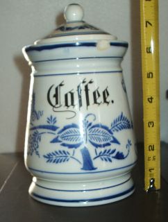 Kolmar mark Blue Onion style Gothic Coffee canister w lid 6 1 4 H H