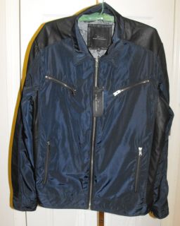 Size XL Marc Anthony Navy Black Rayon Faux Leather Jacket