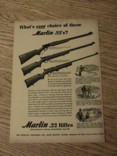 1947 Marlin Gun Advertisement Lever Action Ad 22 Rifle