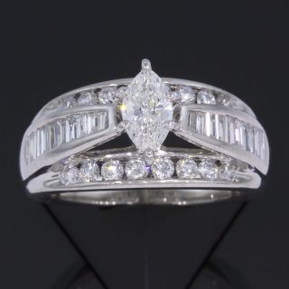 65 Carat Marquise Cut Diamond Wedding Ring 14k White Gold 1 1 2 CT