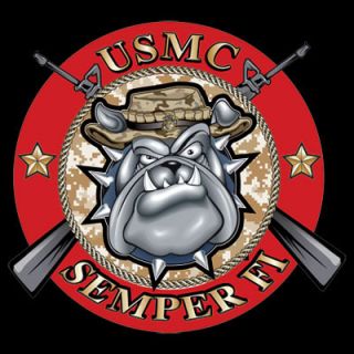 USMC Marine Corps Semper Fi Bulldog Bull Dog Logo Black T Shirt $9 95